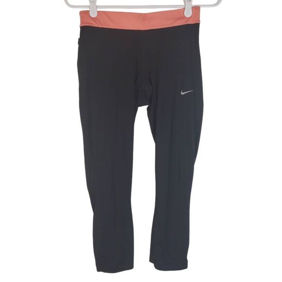 Nike Dri-Fit Run Fast Live Fearless Drawstring Active Capri Leggings Black Small - Picture 1 of 15
